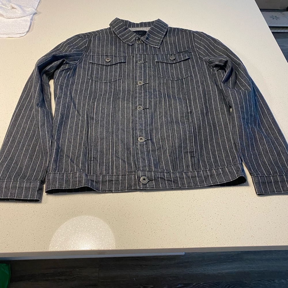 Pinstripe charcoal denim jacket